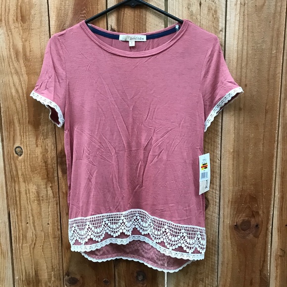 Rewind Tops - Mauve Peach Lace Top NWT